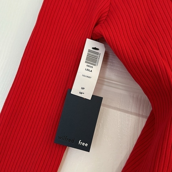 ARITZIA WILFRED Leila Long Sleeved Bodysuit Ribbed Thong Red Lillooet Size Small - Picture 5 of 6